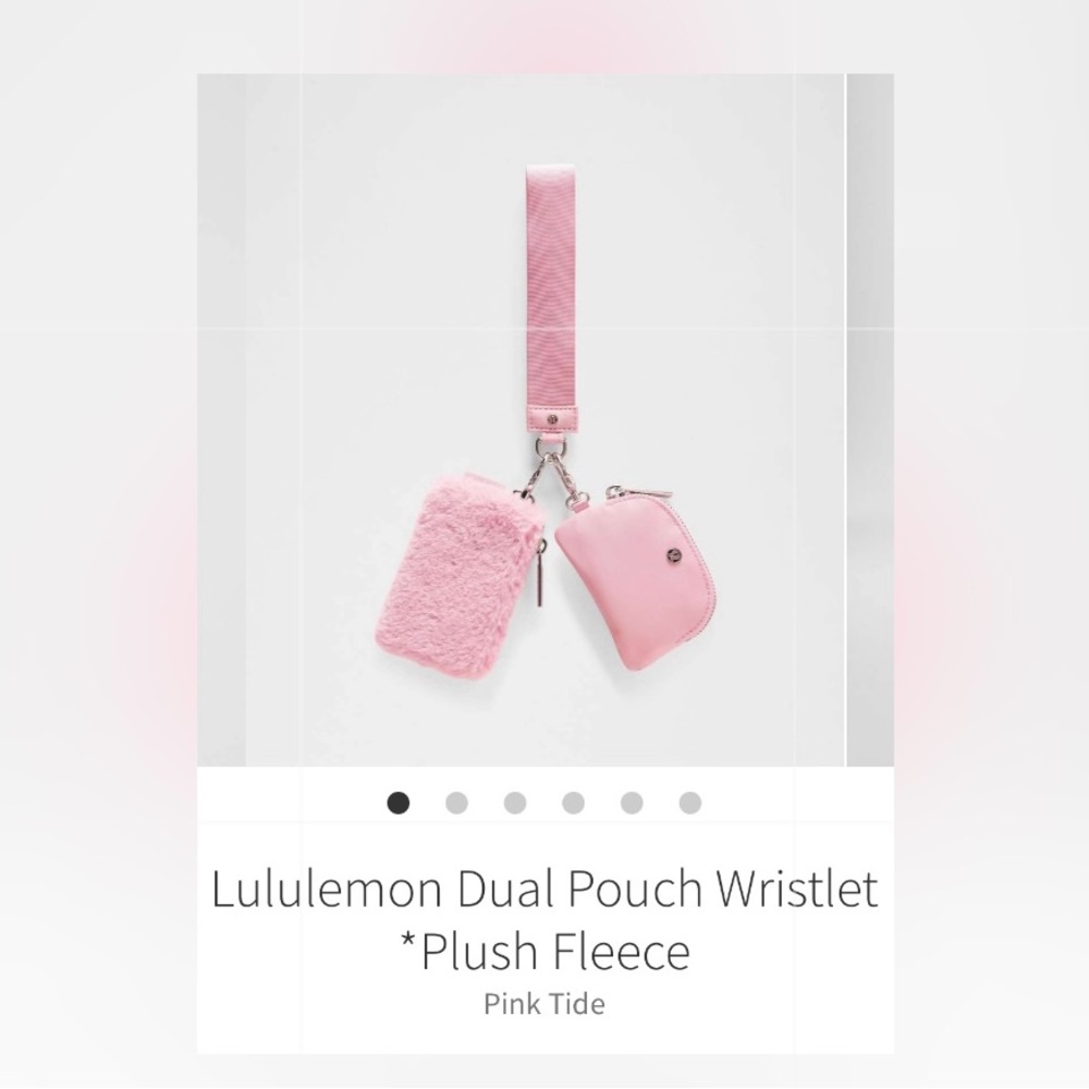 💕Lululemon Dual Pouch Wristlet Plush Fleece💕Pink Tide💕Pouches can be separated💕 - Picture 4 of 12